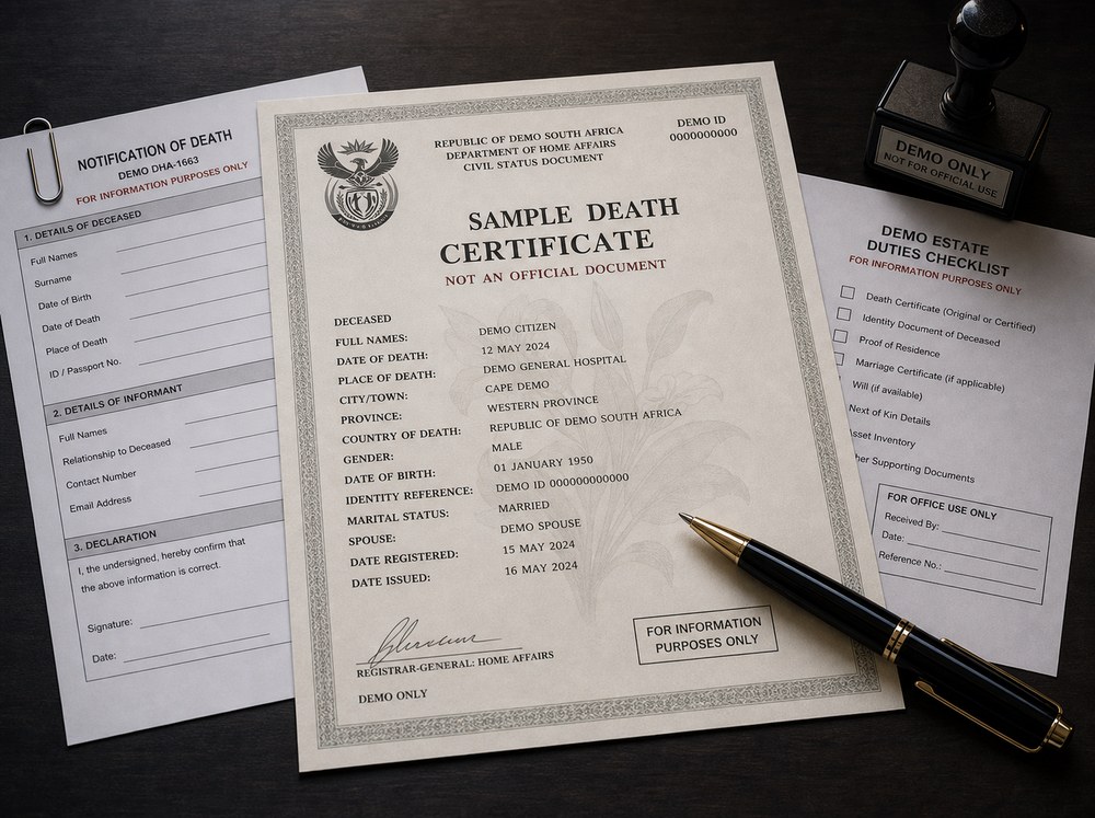 South African Death Certificate